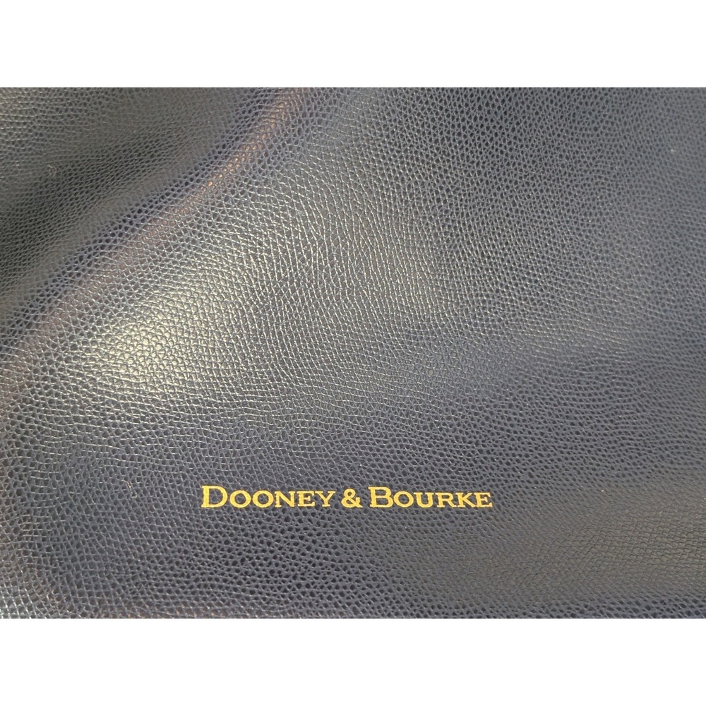 Dooney & Bourke Pebble Grain Leather Zip Top Tote Navy Blue / Brown Crossbody - Picture 12 of 13